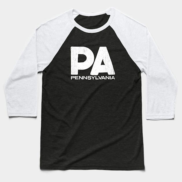 PA Pennsylvania Vintage State Typography Baseball T-Shirt by Commykaze